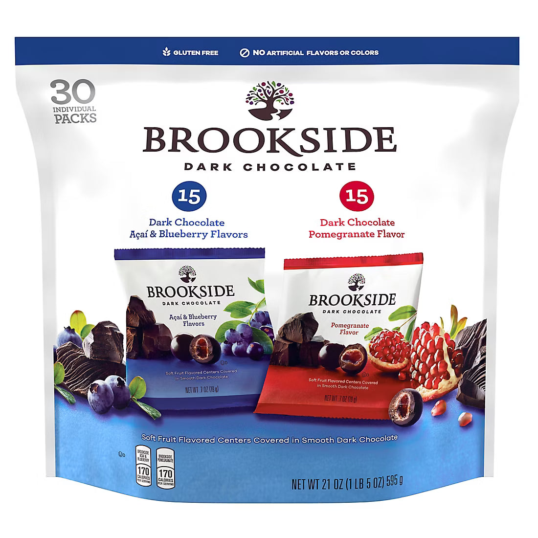 Frutos Bañados en Chocolate Brookside 2 Variedades 30 un x 19,8 g