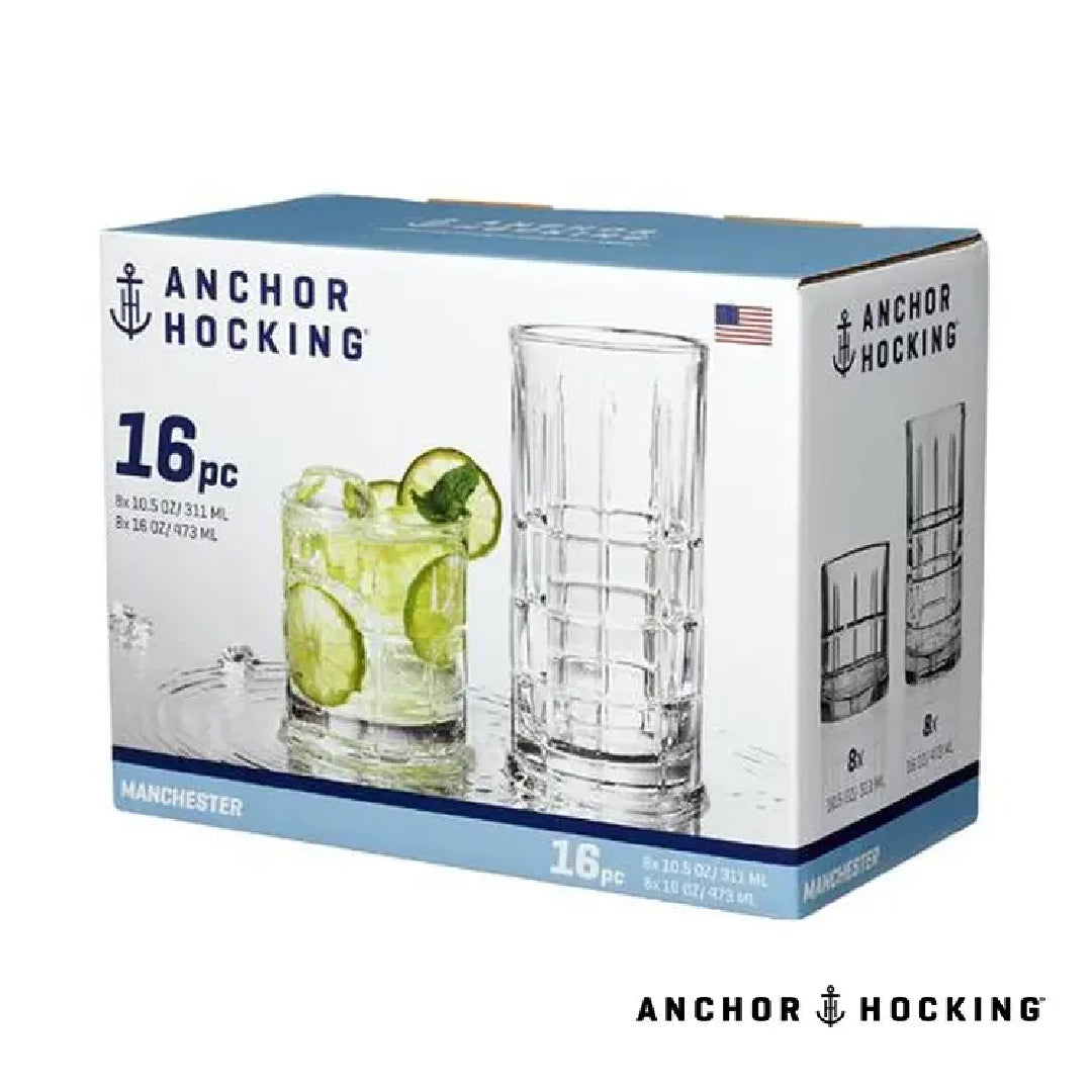 Set 16 Vasos Manchester Anchor Hocking 1 un