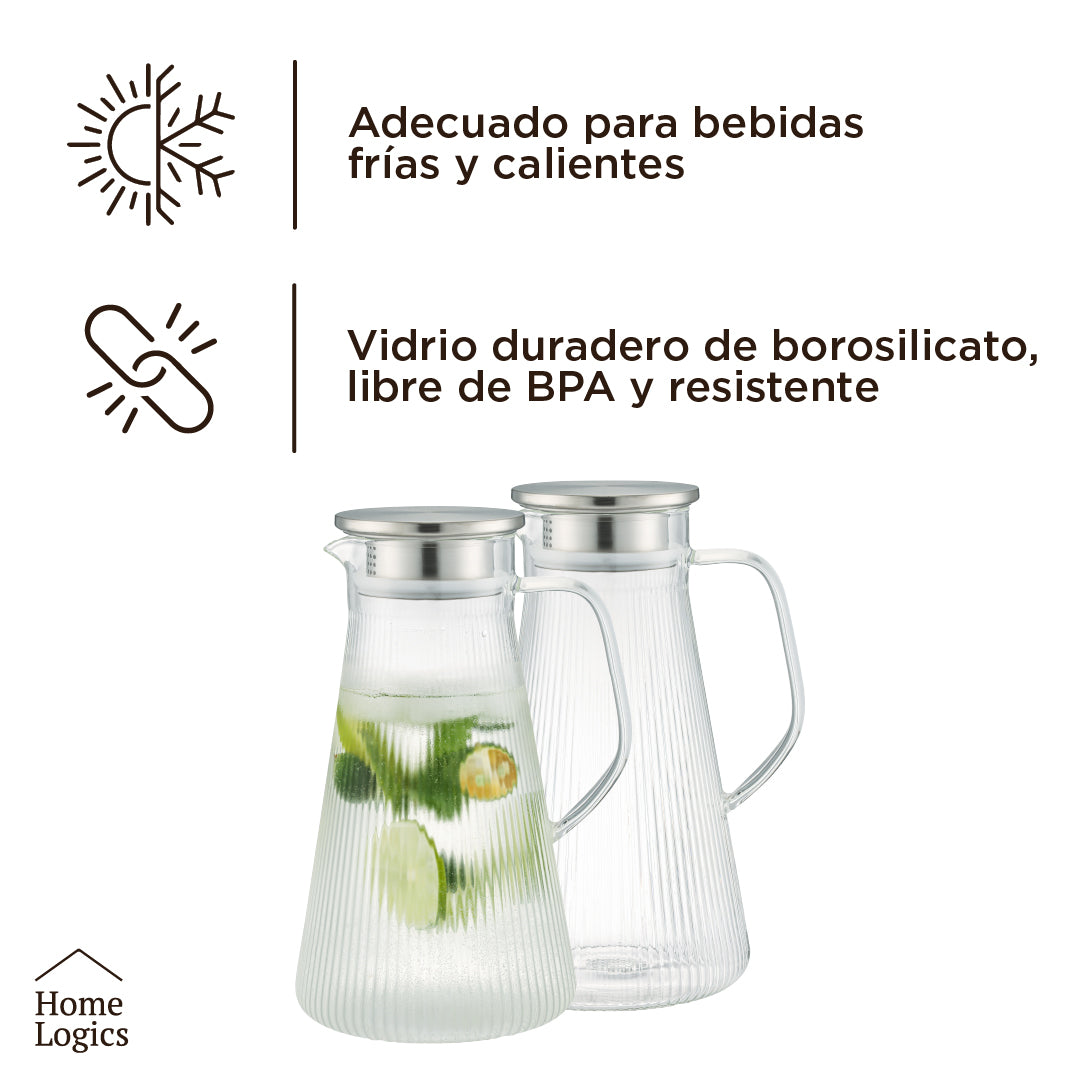 Jarra Vidrio con Tapa 1,8 L Home Logics 1 un
