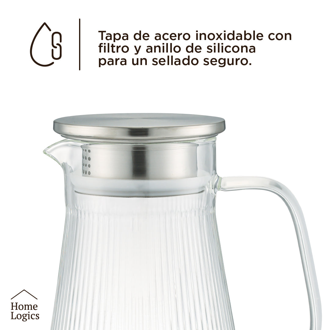 Jarra Vidrio con Tapa 1,8 L Home Logics 1 un