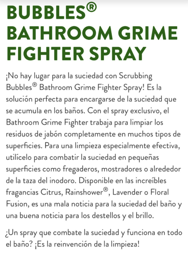 Limpiador Baño y Ducha en Aerosol Scrubbing Bubbles 708 g