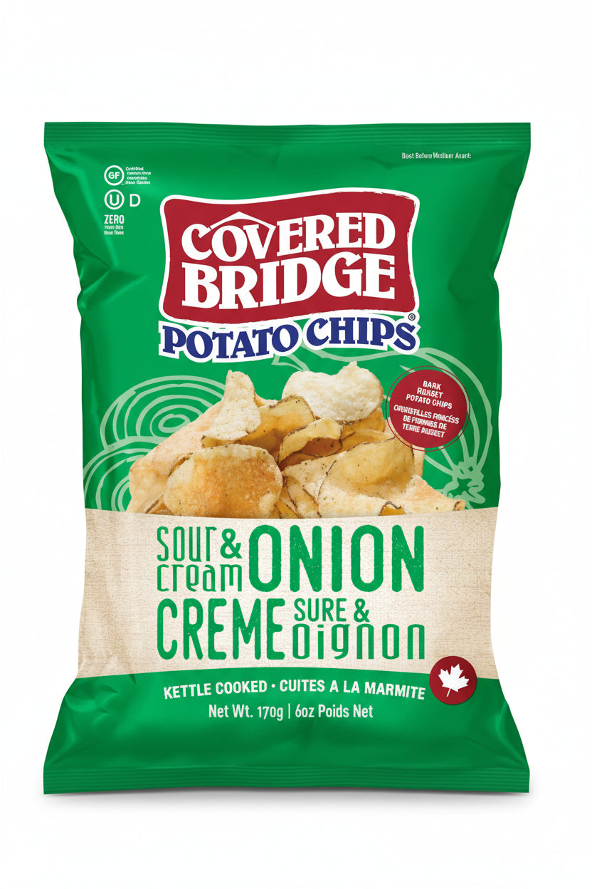 Papas Fritas Cebolla Crema Ácida Covered Bridge 170 g