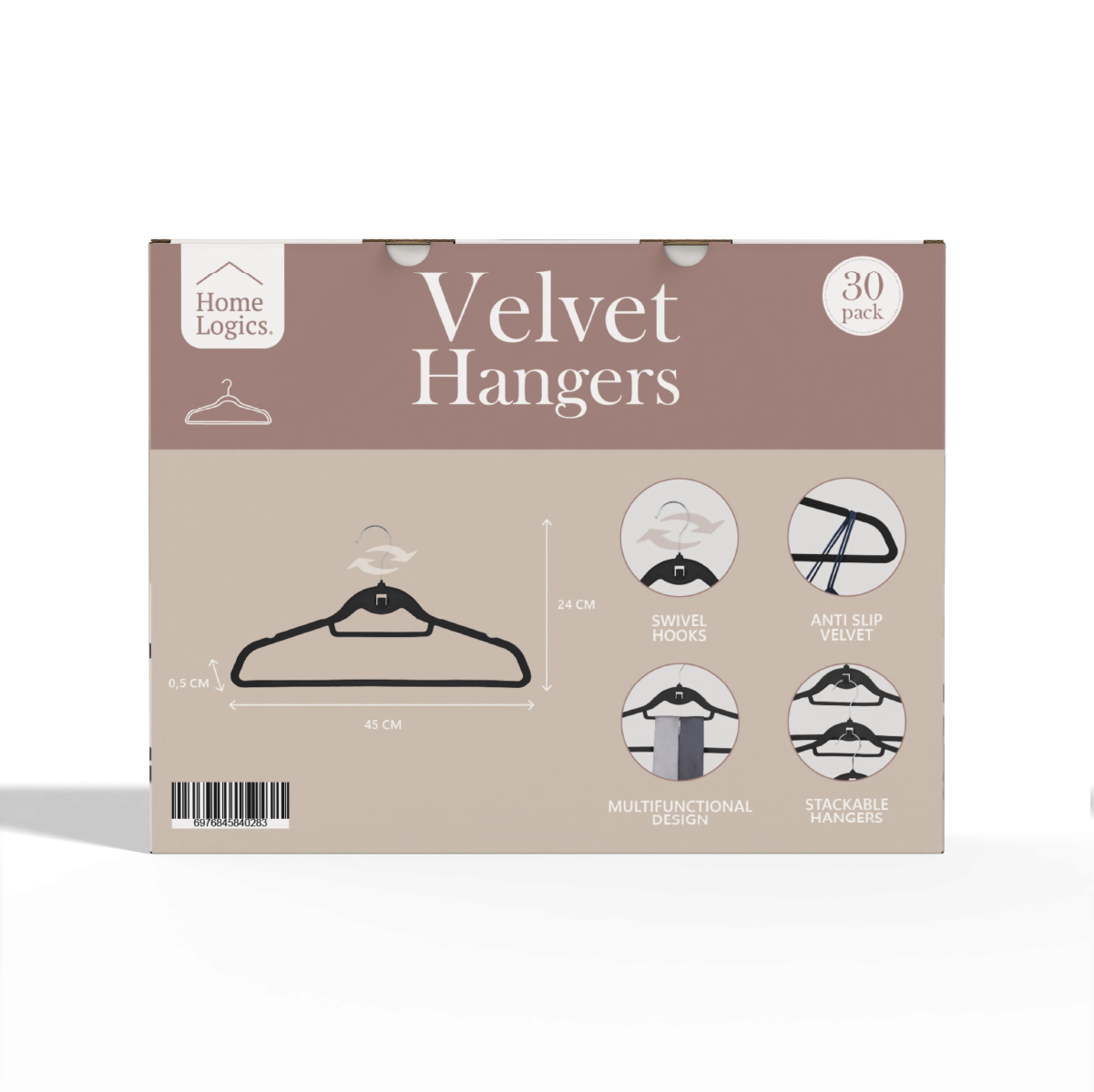 Set 30 Colgadores de Ropa Antideslizantes Black Velvet Home Logics 30 un