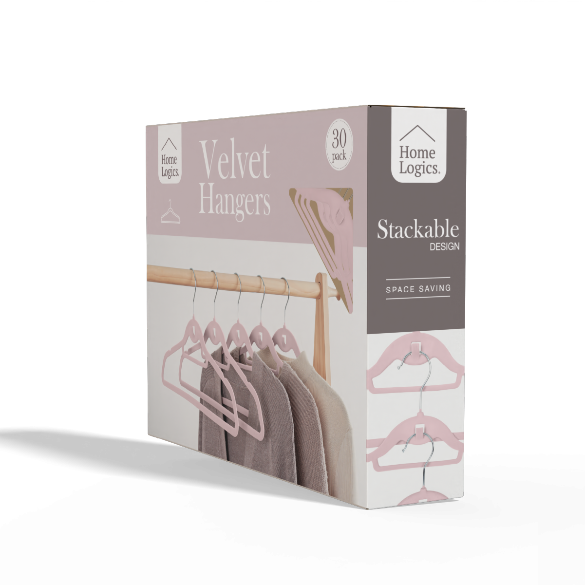 Set 30 Colgadores de Ropa Antideslizantes Pink Velvet Home Logics 30 un