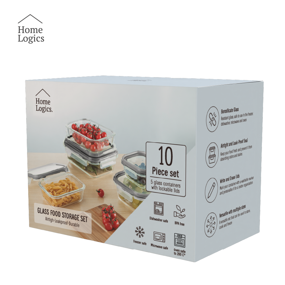 Set 5 Contenedores Vidrio Home Logics 5 un