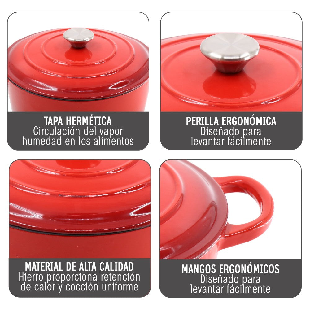 Olla Hierro Fundido Dutch Oven Red Beathon 1 un