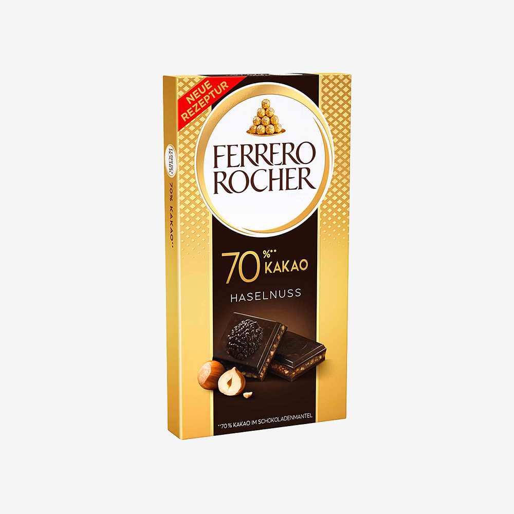 Barra Chocolate 70% Cacao Ferrero Rocher 90 g