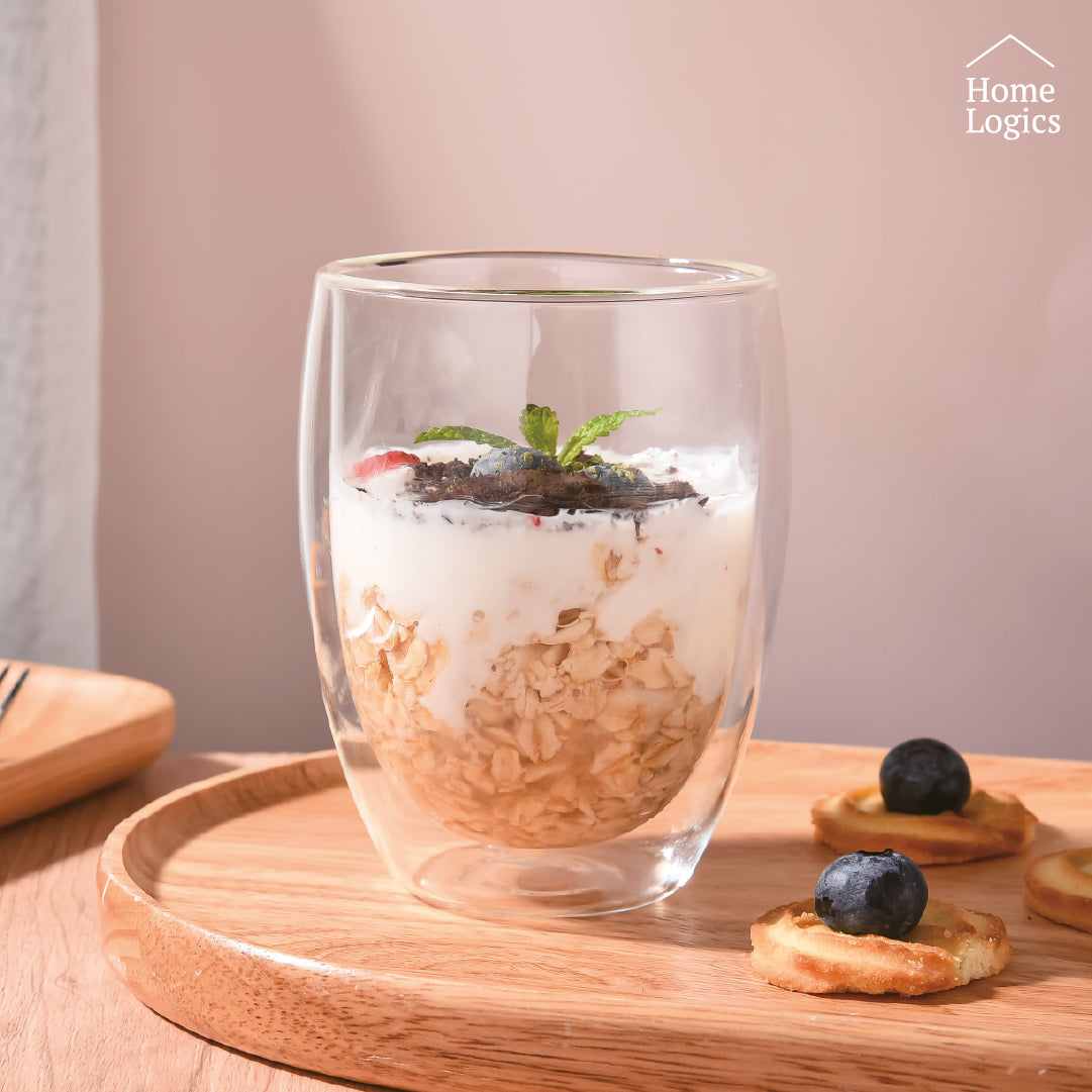 Set 2 Vasos Vidrio Doble Pared 350 ml Home Logics 1 un