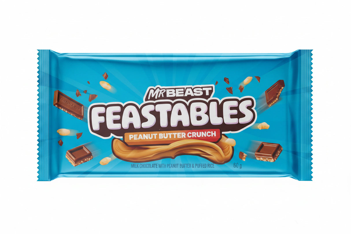 Barritas Mr. Beast Crunch Mantequilla Maní Feastables 10 x 60 g