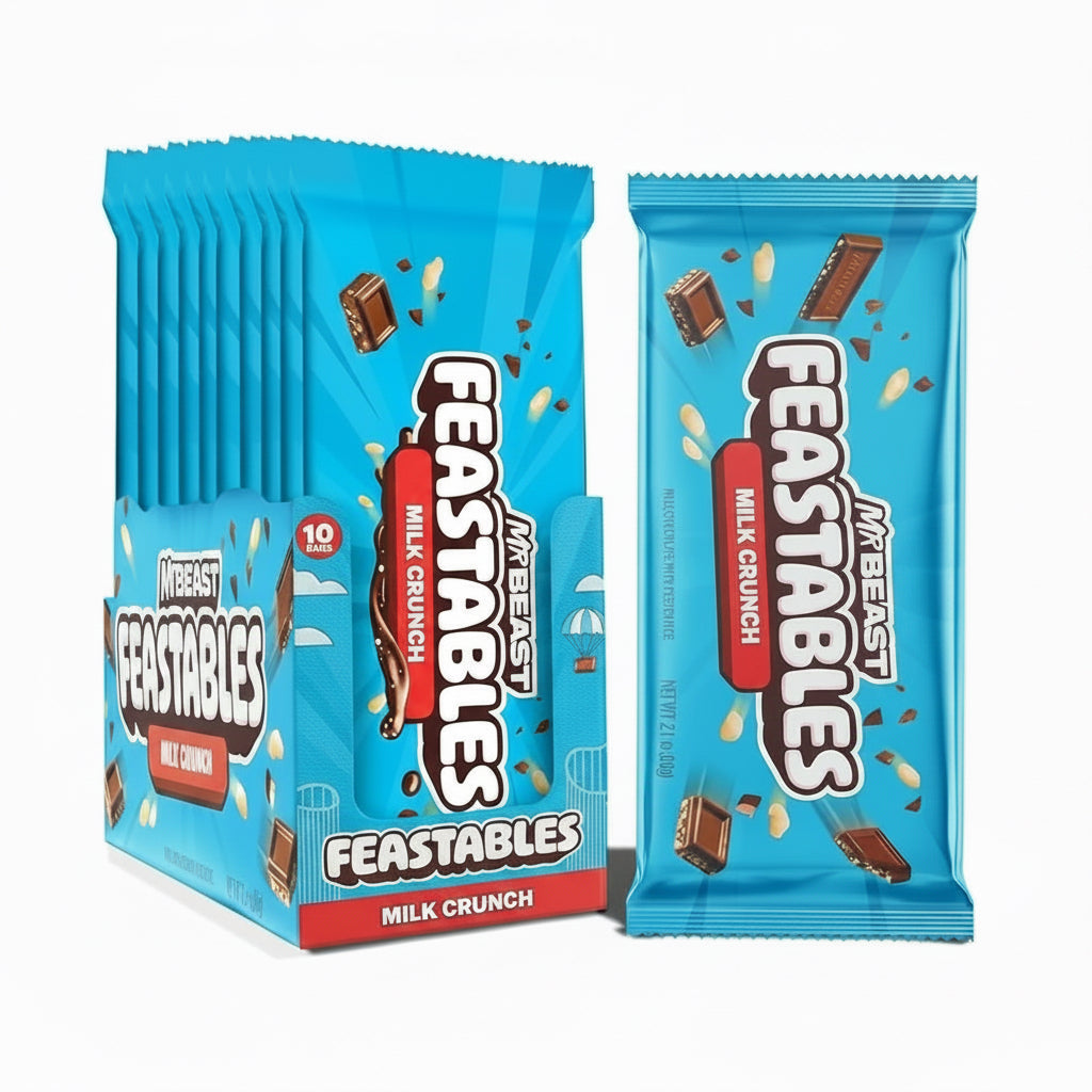 Barritas Mr. Beast Crunch Chocolate Leche Feastables 10 x 60 g