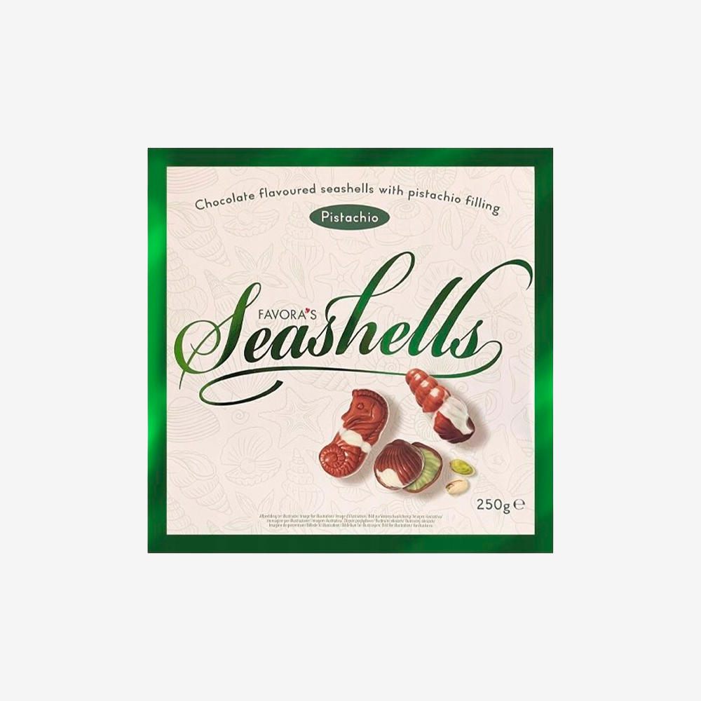 Chocolates Sea Shell Belga con Pistacho Favora's 250 g