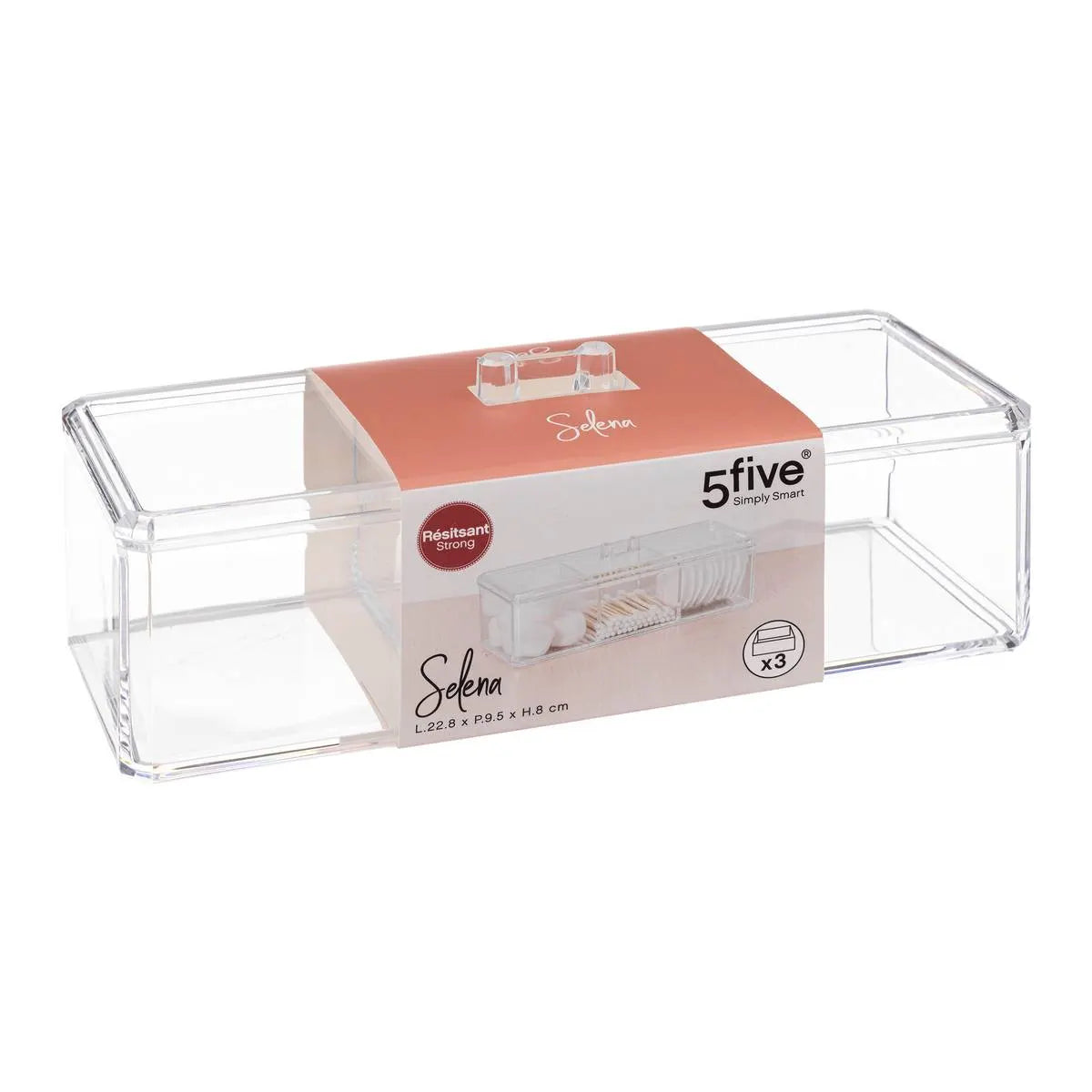 Caja Acrílica Para Algodón 3 Compartimentos Selena 5Five 1 un