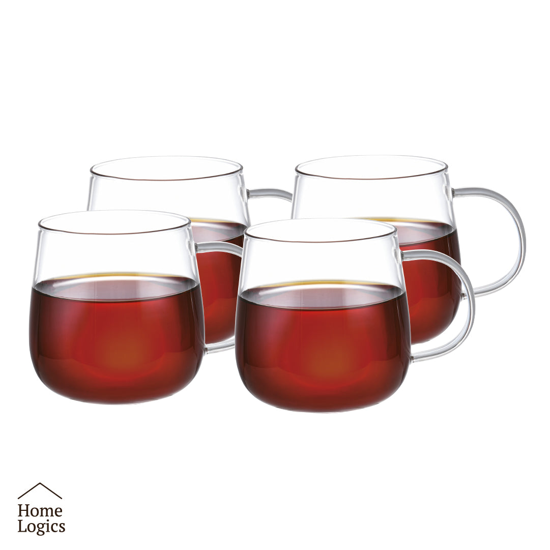 Set 4 Tazas Single Wall Glass 400 ml Home Logics 1 un