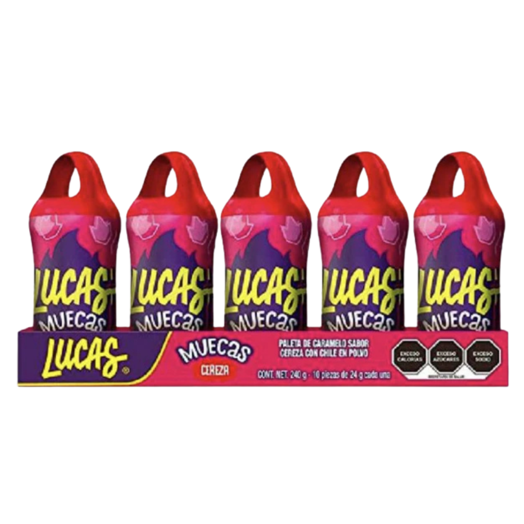 Chupete de Caramelo Guinda Lucas Muecas 10 un x 24 g