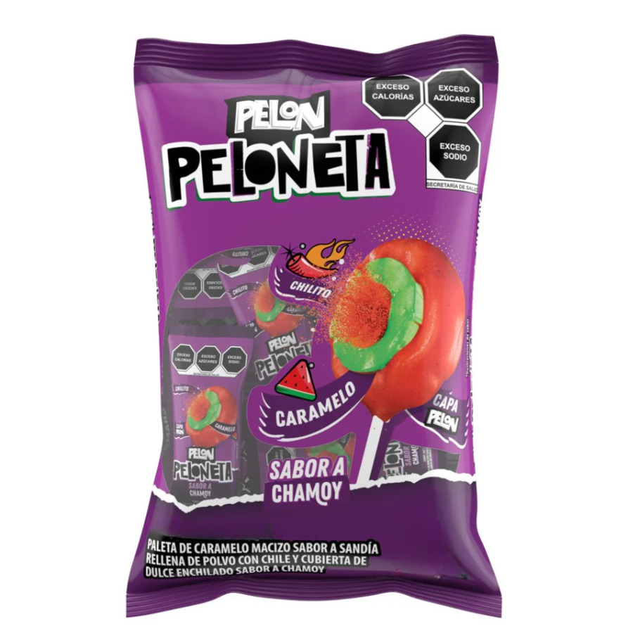 Chupetes Peloneta Chamoy Sandía Pelón 20 x 21 g