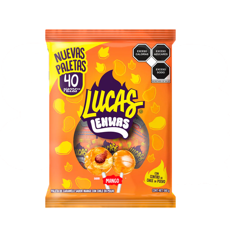 Chupetes Lenwas Mango Lucas 40 x 14 g