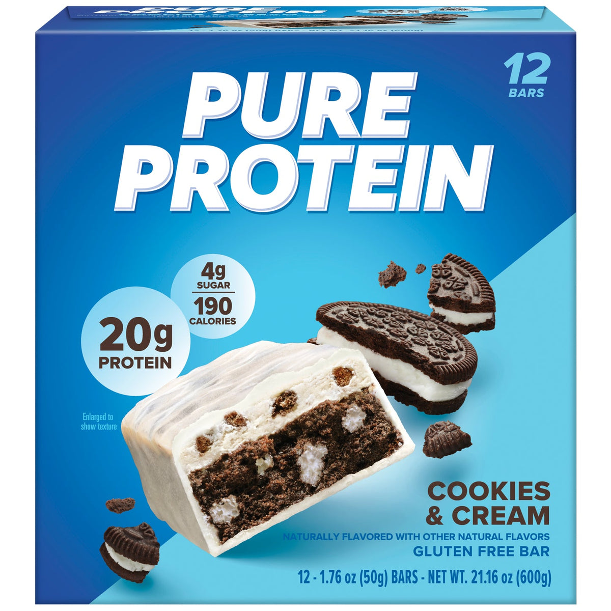 Barrita de Proteína Cookies and Cream Pure Protein 12 x 50 g