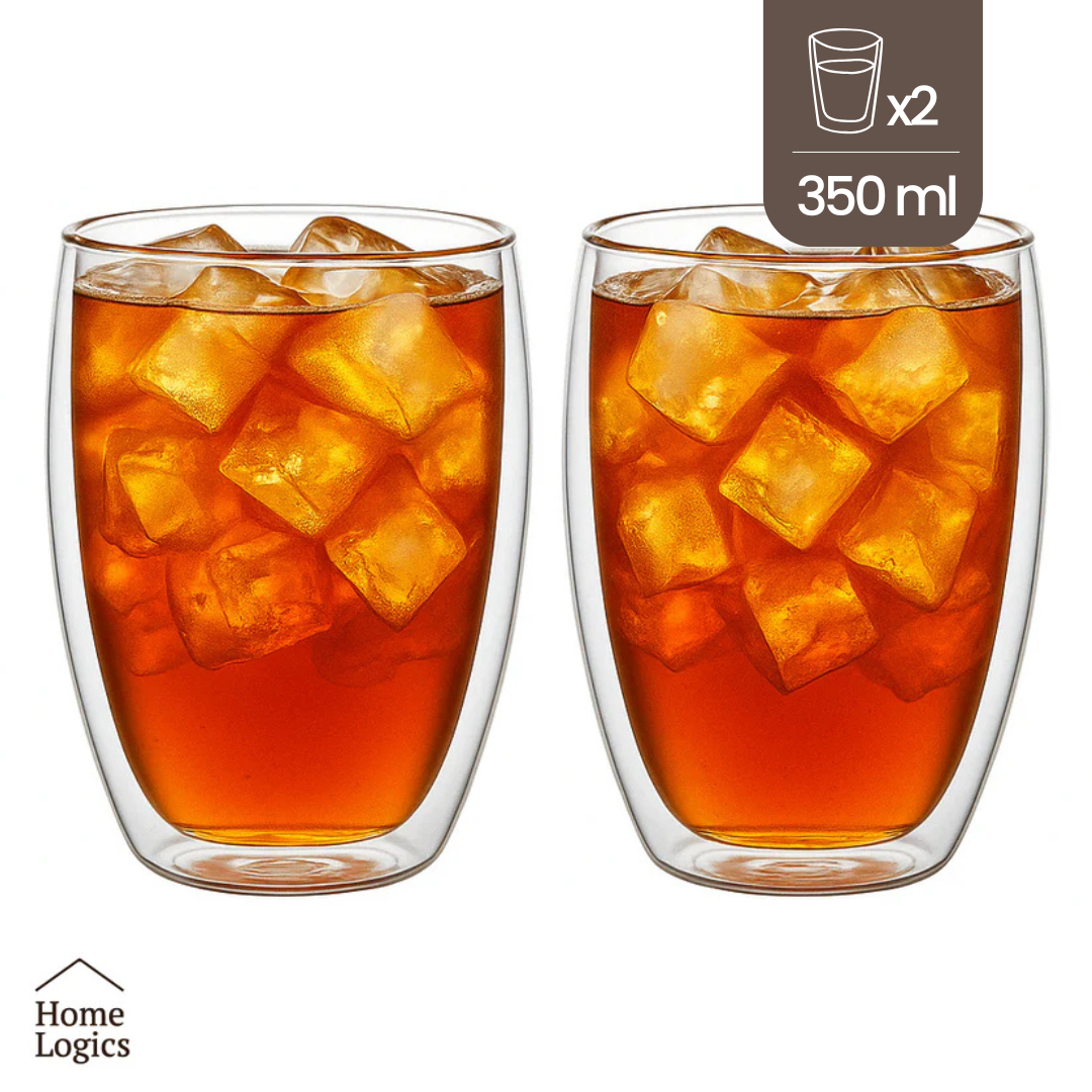 Set 2 Vasos Vidrio Doble Pared 350 ml Home Logics 1 un