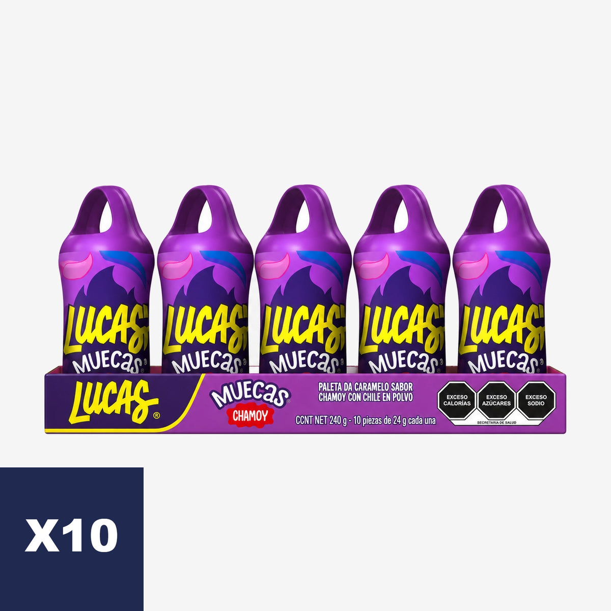 Chupete de Caramelo Chamoy Lucas Muecas 10 un x 24 g