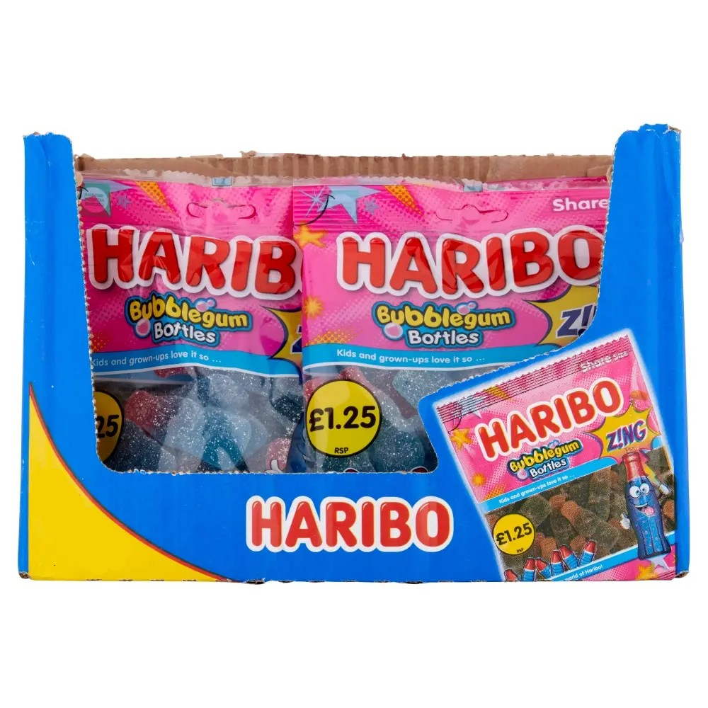 Gomitas Bubblegum Bottles Zing Haribo 12 x 176 g