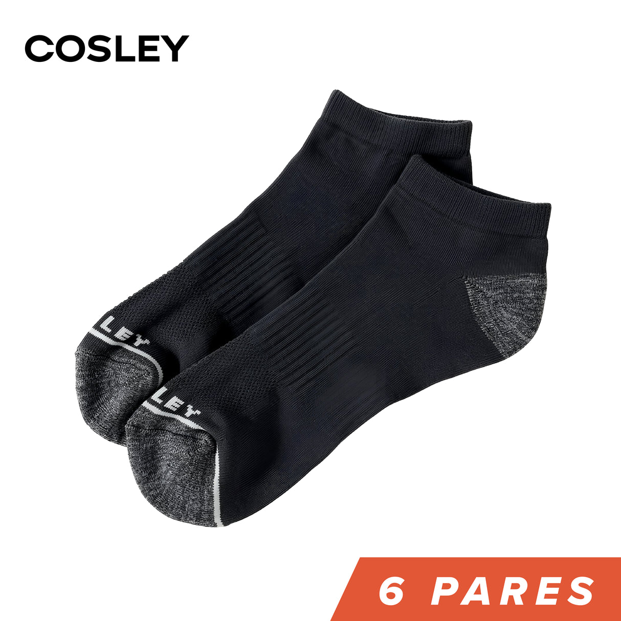 Calcetines Hombre Acolchados Low Cut Black Cosley Pack 6