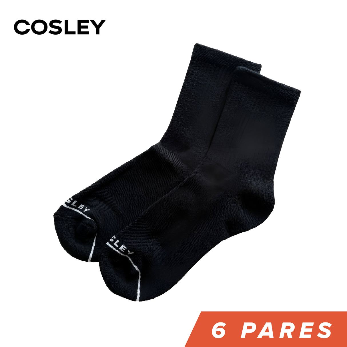 Calcetines Mujer Cushion Mid-Crew Black Cosley Pack 6