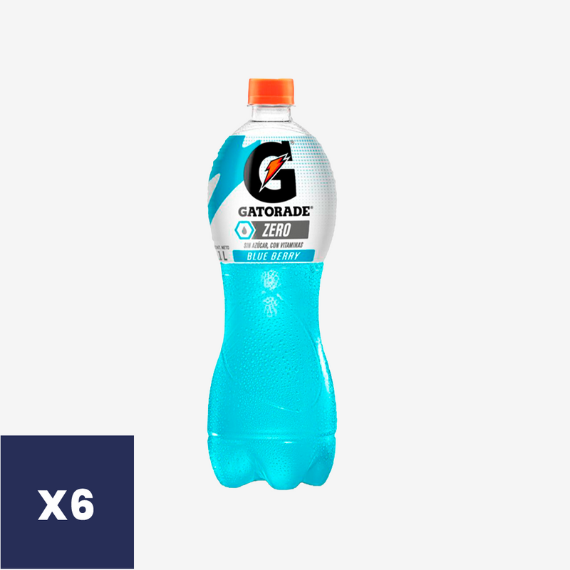 Bebida Isotónica Zero Blue Berry Gatorade 6 x 1 L