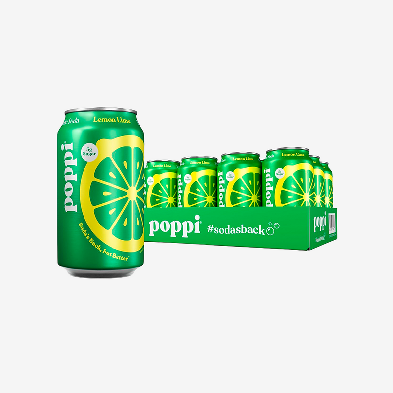 Bebida Prebiotic Lemon Lime Lata Poppi 12 x 355 ml