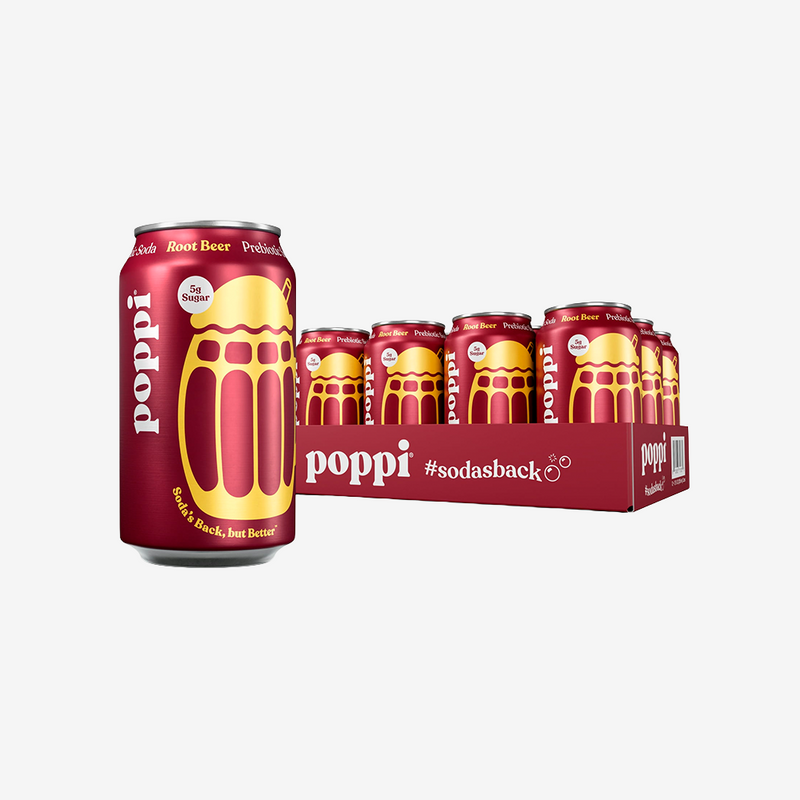 Bebida Prebiotic Root Beer Lata Poppi 12 x 355 ml