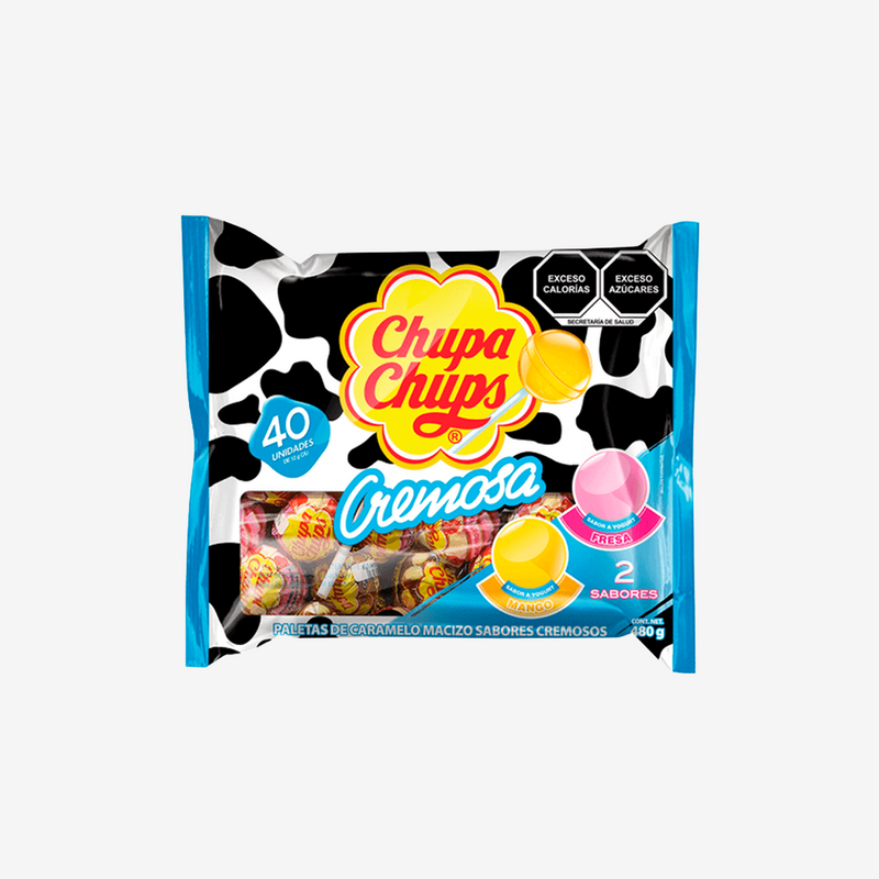 Chupetes Manchas Cremosas Mango Frutilla Yogurt Chupa Chups 40 un x 12 g