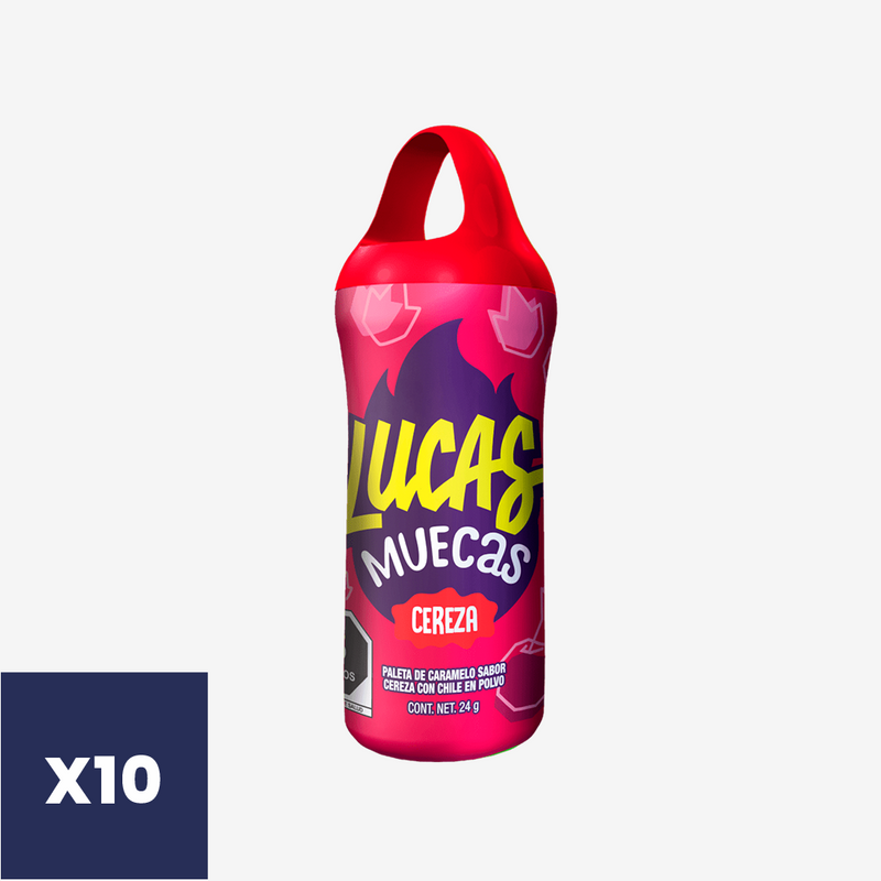Chupete de Caramelo Guinda Lucas Muecas 10 un x 24 g