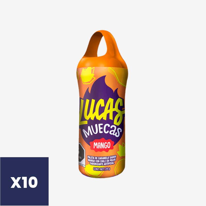 Chupete de Caramelo Enchilado Mango Lucas Muecas 10 un x 24 g