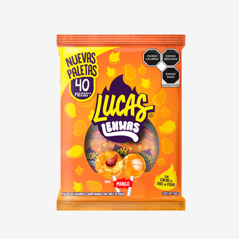 Chupetes Lenwas Mango Lucas 40 x 14 g