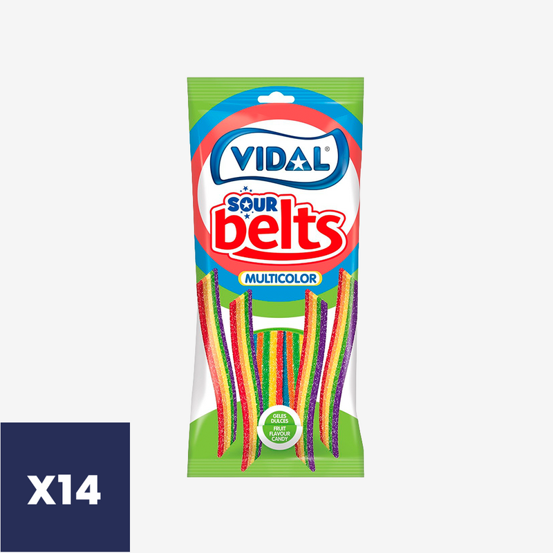 Gomitas Cintas Ácidas Multicolor Cítrico Vidal 14 x 90g