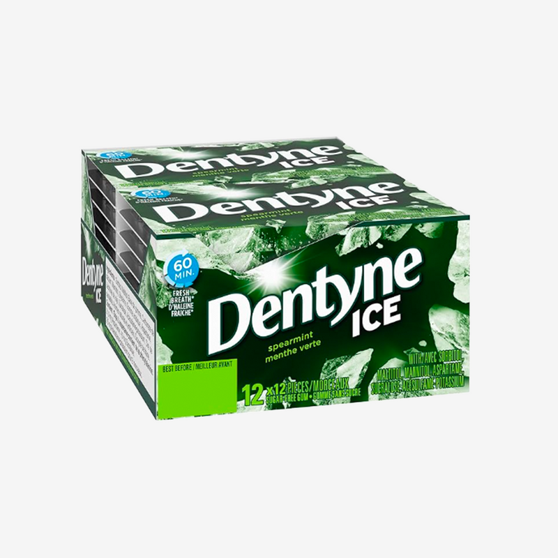 Chicles Ice sin Azúcar Spearmint Dentyne 12 pack x 12 un