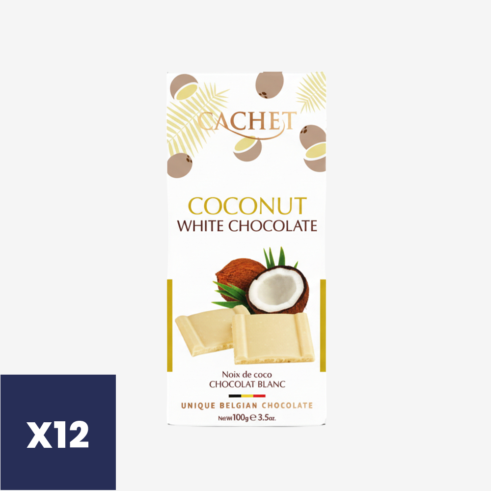 Barra Chocolate Blanco con Coco Cachet 12 x 100 g