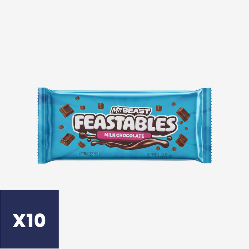 Barrita Mr. Beast Chocolate Leche Feastables 10 un x 60 g