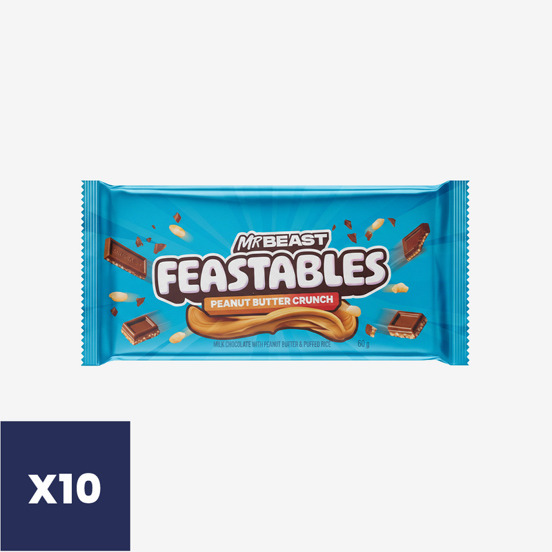 Barritas Mr. Beast Crunch Mantequilla Maní Feastables 10 x 60 g