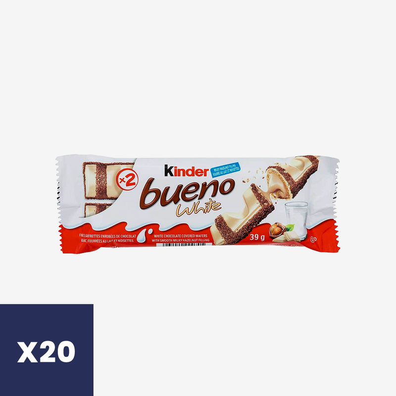 Barras de Chocolate Blanco Bueno Kinder 20 un x 39 g