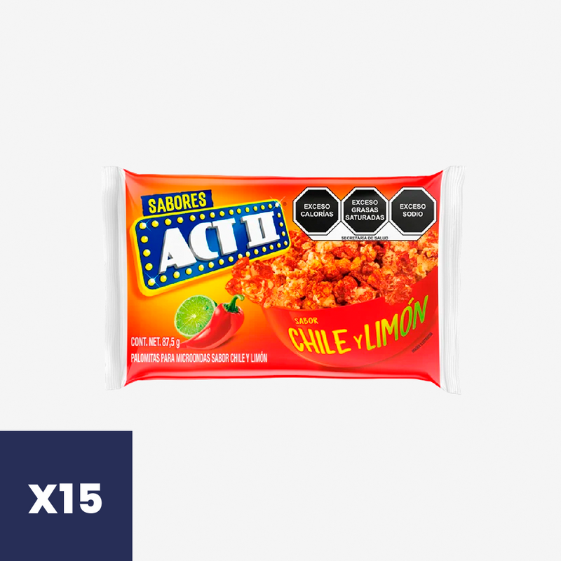 Cabritas para Microondas Chile Limón ACT II Pack de 15 x 87.5 g