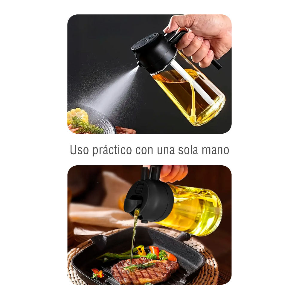 Dispensador de Aceite 2 en 1 de Vidrio 470 ml Negro Home Logics 1 un