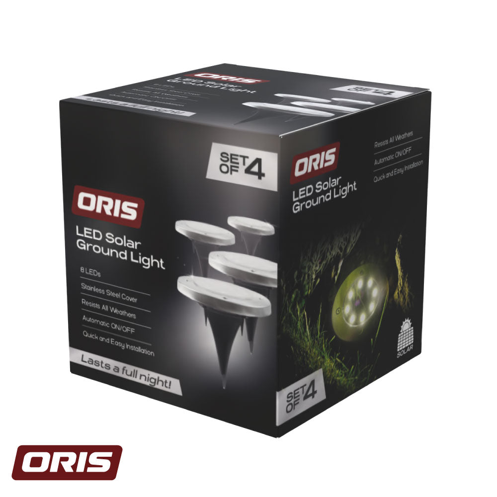 Set 4 Luces Solares Piso Estaca 8 Leds Oris 1 un