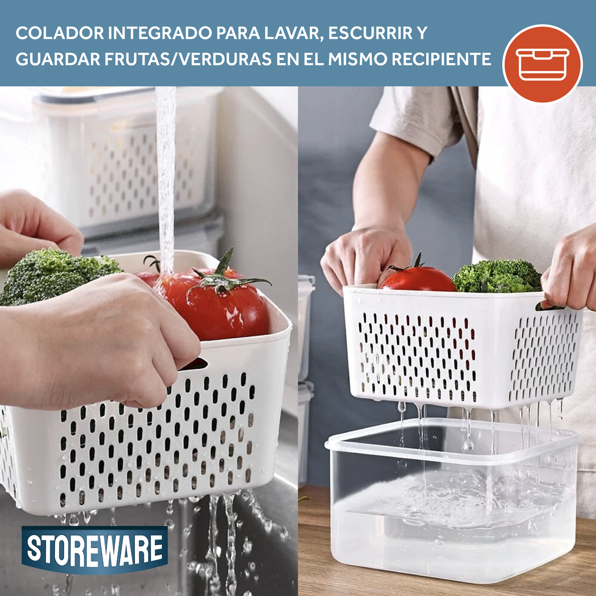 Set 4 Contenedores de Almacenamiento con Colador Storeware 1 un