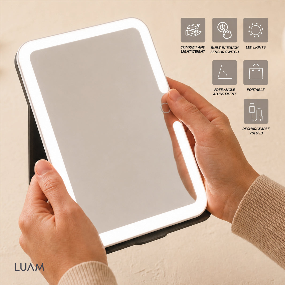 Espejo de Maquillaje con Luz LED Tipo Tablet Luam 1 un
