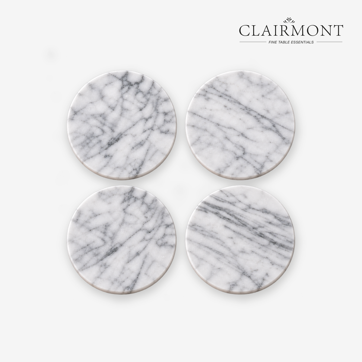 Set 4 Posavasos Premium de Mármol Blanco Clairmont 1 un