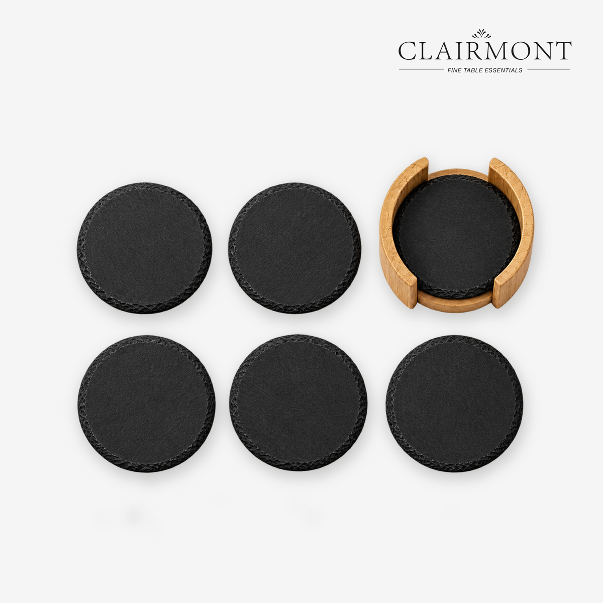 Set 6 Posavasos de Pizarra con Base Organizadora de Bambú Clairmont 1 un