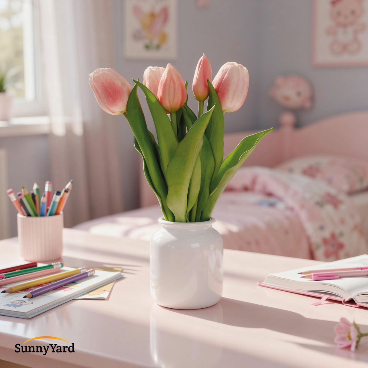 Ramo de Tulipán Pink Artificial SunnyYard 1 un