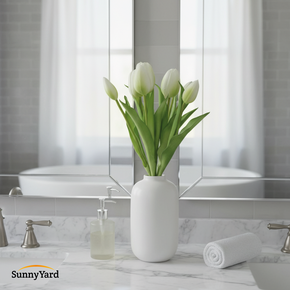 Ramo de Tulipán White Artificial SunnyYard 1 un