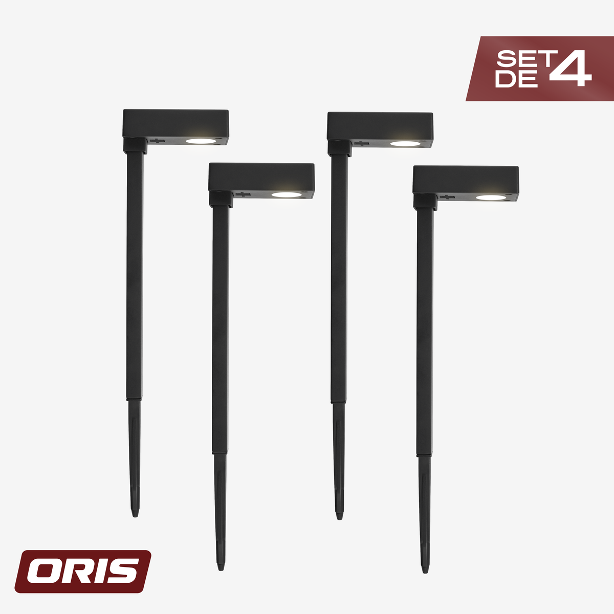 Set 4 Luces Solares Estaca Cuadrada 15 Lúmenes 1 un