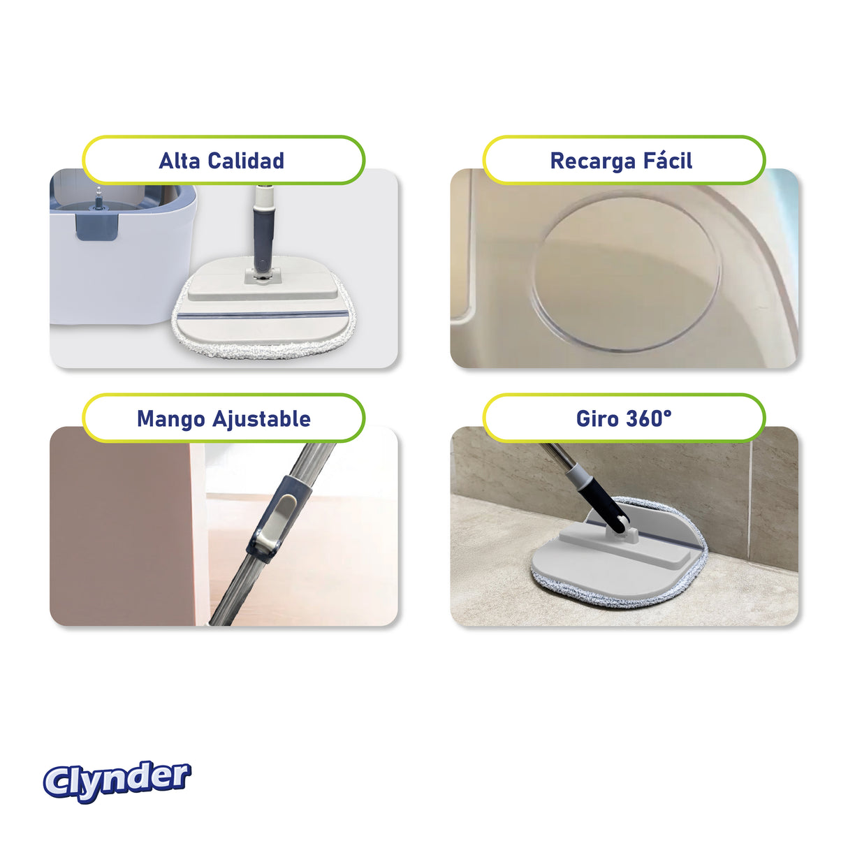 Set Mopa Cuadrada Spin Azul Oscuro Clynder 1 un